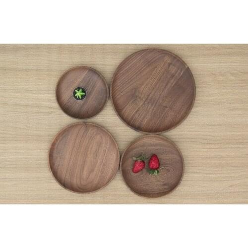 1PC Black Walnut Wood Plate Western Round Wooden Pizza Snacks Dessert Wooden Tray Popular Wood Eco-friendly Dishes MF 021