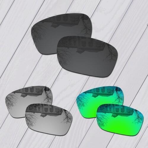 E.O.S 3 Pairs Black & Silver & Emerald Green Polarized Replacement Lenses for Oakley Sliver OO9262 Sunglasses
