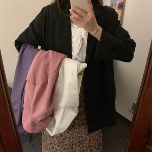 Large Size 5XL Elegant Sweet Korean Style Solid Color Womens Outwear All-match Leisure Stylish Blazers Women Spring Notched