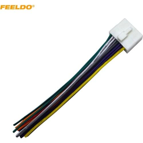FEELDO 1Pc Car Radio Stereo 16pin Wire Harness Male Plug Cable Connector Adapter#1512