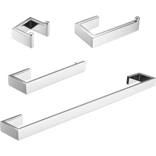 Chrome Bathroom Accessories Set Stainless Steel Towel Holder Wall Mount Towel Ring Robe Hook Toilet Roll Paper Holder
