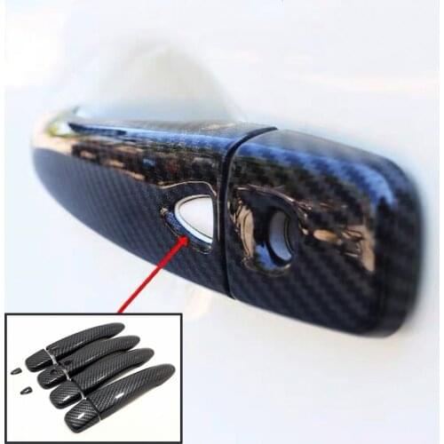JEAZEA 8Pcs ABS Carbon Fiber Door Handle Bowl Door Protective Cover Trim For Nissan Qashqai Rogue Sport 2014 2015 2016 2017 2018