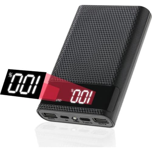 Power Bank Shell for Micro Type-c 4*18650 Battery Charge Box Digital Display Powerbank Case Shell Charging Case Kit DIY Assembly