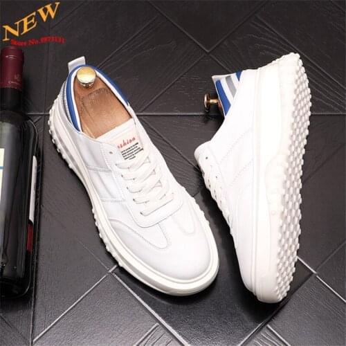 Spring New White Leather Men Casual Shoes Hip Hop Flat Board Shoes loafers Tennis Zapatillas Hombre