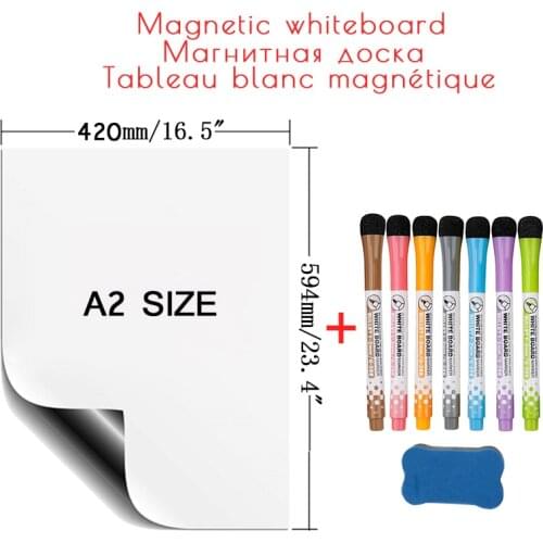 Magnetic Whiteboard for Fridge Stickers Large White Board A2 Size Message Writing Drawing calendar Magnets Plan Dry Erase Board