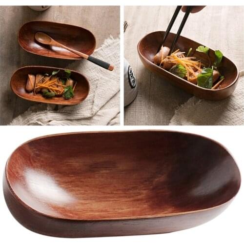 Multi-purpose Wooden Sushi Plates Japanese Style Dried Fruit Dish Solid Wood Tableware Food Serving Desserts Holder Tray