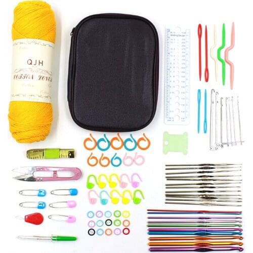84pcs/set Knitting Supplies tool Set Crochet Hooks Crooked Needles Circular Ring Stitch Markers Tongue Latch Needles