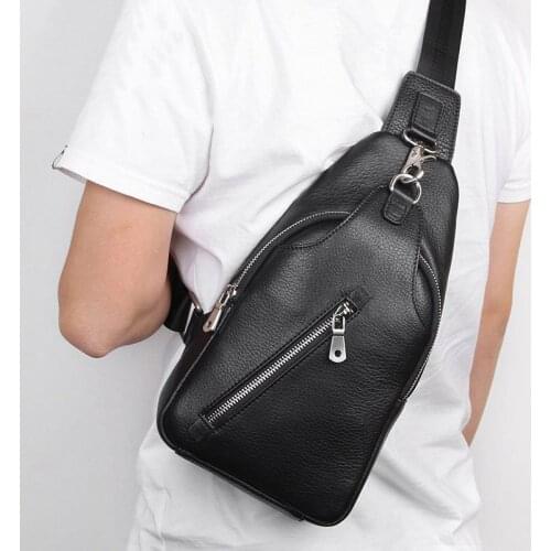 Luufan Casual Leather Men Chest Bag Messenger Bag Crossbody Shoulder Bag Fashion Mens Business Sling Bags Male Chest Pack