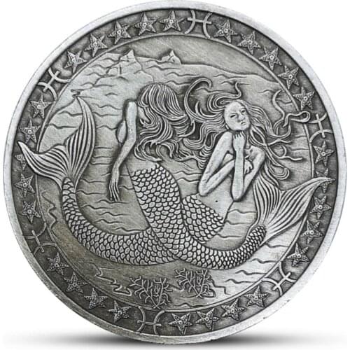 Drop Shiping 12 Constellation Pisces Souvenir Coin Western Astrology Embossed Collectible Commemorative Coins Holiday Gifts