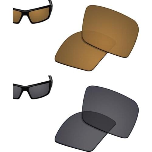 SmartVLT 2 Pairs Polarized Sunglasses Replacement Lenses for Oakley Eyepatch 2-Copper Gold and Solid Black