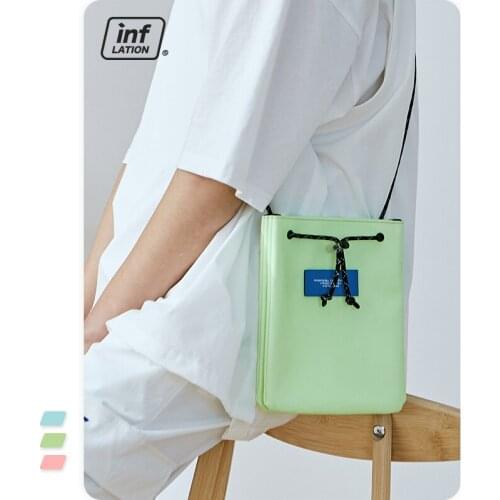INFLATION Harajuku Candy Color Shoulder Bag Women Outdoor Big Capacity Bucket Bag Men Macaron Color Crossbody Bag Boy 449AI2020