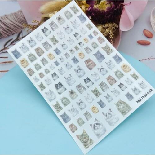 DIY Japanese Style Thin Light Traceless Nail Stickers New Design of Cats& Dogs Back Glue Adhesive Dry Nail Decals Manicure Women