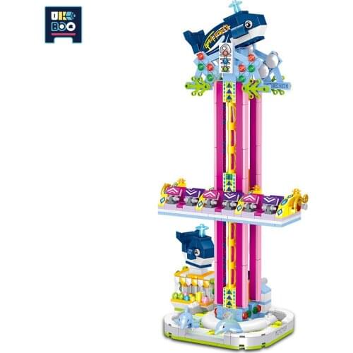 UKBOO Outdoor Playground Drop Tower Mini City Game Model Building Blocks Micro Street View Architecture Bricks Toys For Children