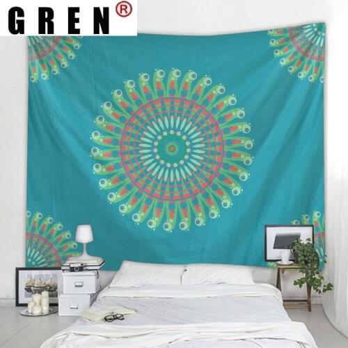 GREN Tapestry Wall Hanging Covering Rugs Background Psychedelic Mandala Poster Cloth Beach Mat Blanket Art Bedroom Home Decor
