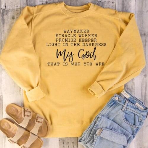 Christian Waymaker yellow women fashion tops cotton religion casual warmer pullovers unisex grunge tumblr quote sweatshirt M228