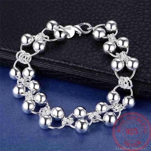 Round Ball Charm Bracelets 925 Silver Woman Geometry Lucky Bangles Wedding Engaged Party Luxury Fine Jewelry