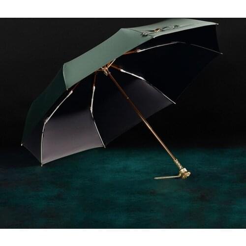 Gold Green Luxury Creative Umbrella Fashion Womens Umbrella Parasol Beach Outdoor Accessories Soft Paraguas Rain Gear EH50UM