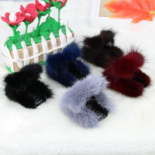 100% real Genuine mink Fur hair clip Women Accessory flurry headband hair holder elastic highgrade luxury fashion hair clip t004