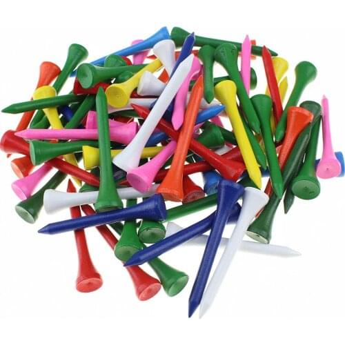 100 Pieces 54 MM Colored Wooden Golf Tees Accessories