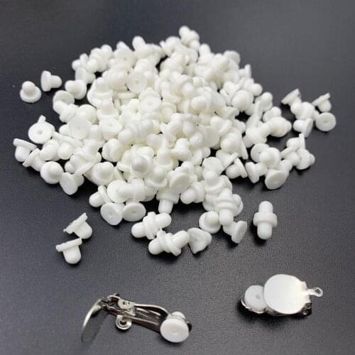 100Pcs White Soft Silicone Anti-Pain Ear Clip Pad Earrings Accessories DIY Jewelry Findings Components