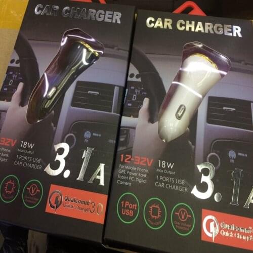 100pcs/lot QC 3.0 5V 3.1A Fast Quick Charger USB Car charger adapter for android phone