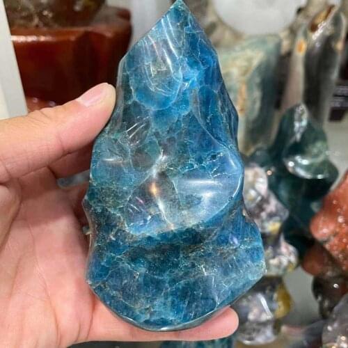 350-800 grams of natural apatite crystal torch flame decoration home retro stone design decoration