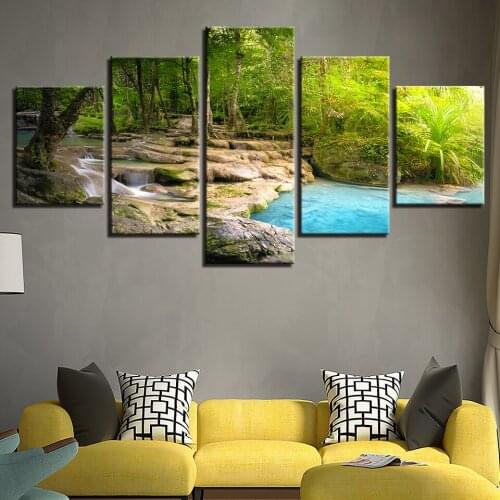 5-Pieces Spray Canvas Landscape Trees Series Modern Painting Wall Art The Picture For Home Decoration Unframed