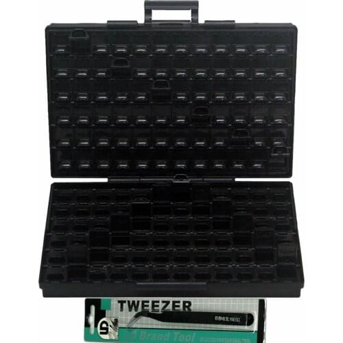 8pcs AideTek ESD Safe SMD storage IC Box Organizer W/144 Bins Anti-statics SMD SMT Organizer Transistor plastic toolbox BOXALLAS