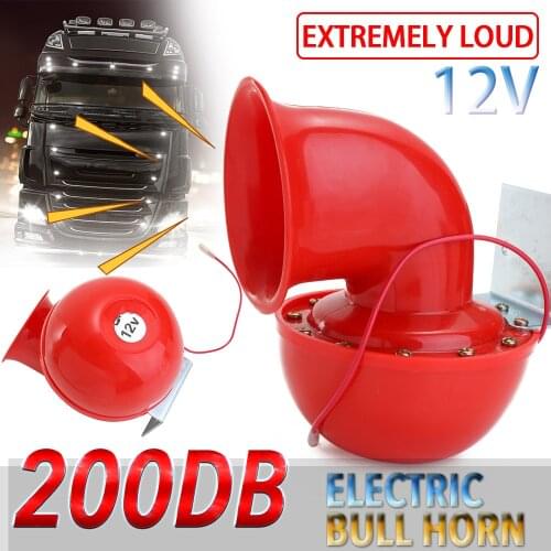Auto Accessories Super Loud 200DB 12V Red Electric Bull Horn Air Horn Raging Sound For Car Motorcycle Truck Boat