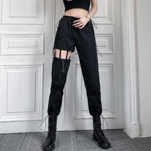 Cargo Pants for Women Handsome High Street Trousers Elastic Waist Pant Female Fashion High Waist Pants Casual Trouser
