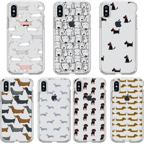 Lovely Dog Cartoons Dachshund Bulldog Phone Case Transparent soft For iphone 5 5s 5c se 6 6s 7 8 11 12 plus mini x xs xr pro max