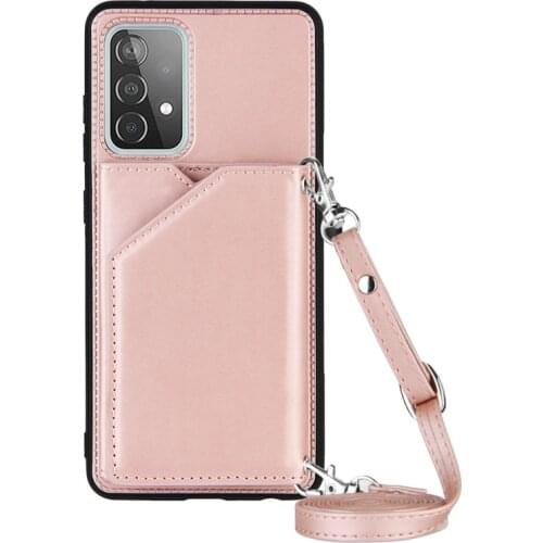 Lanyard Card Holder Wallet Phone Case for Samsung Galaxy A32 A52 A72 A22 5G A12 A 32 A 52 A 72 4G Desktop Stand Cover