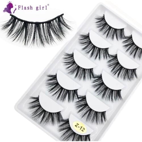 Flash girl good quality Z series Z12 handmade private label 5 pairs 3D Mink eyelashes