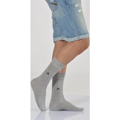 Idilfashion Male Mıkro Motif Socket Stocking-Light Gray-E-ART226 (3'LÜ PACKAGE)