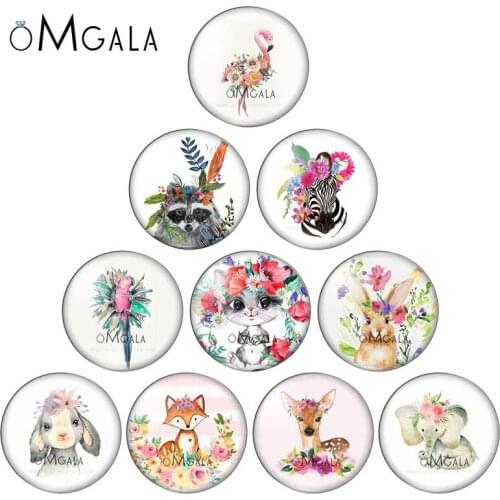 Lovely Rabbit Cat Bird Flamingo Flower Animal 10mm/12mm/16mm/18mm/25mm Round Photo Glass Cabochon Demo Flat Back Making Findings