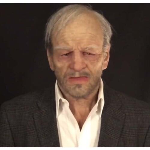 Baldness Old Man Cosplay Headgear Grandpa Cos Halloween Cosplay AceesoryHead Mask with Neck Disguise Silver Hair Moustache