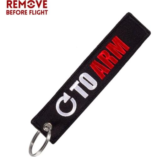 Fashion Embroidery Go to Arm Keychains Key Ring for Cars and Motorcycles REMOVE BEFORE FLIGHT Key Fob Gift for Men Keyring Chain