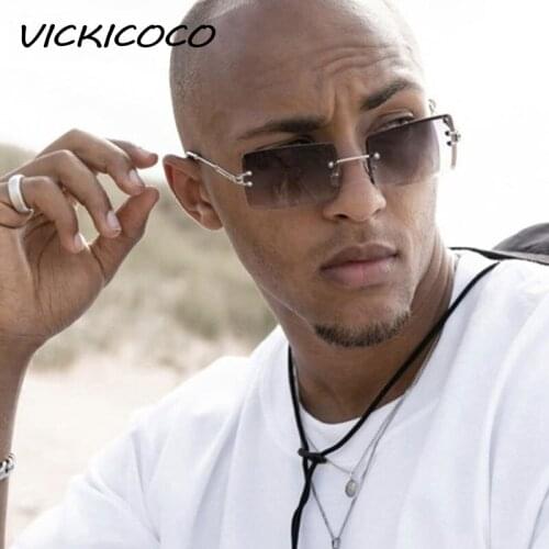 Fashion Rimless Sunglasses Women 2020 Vintage Small Rectangle Sun Glasses Trendy Square Glassess Men UV400 Gold Brown Shades