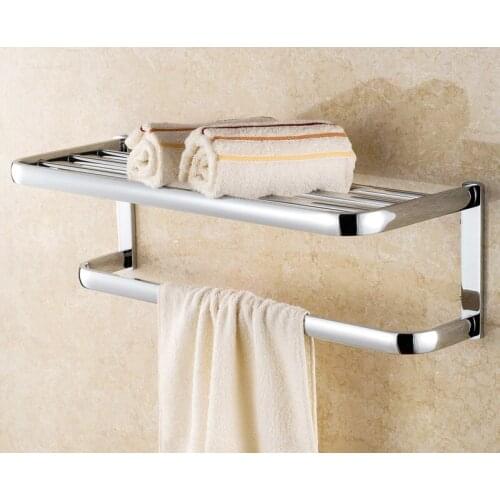 Wall Mounted Polished Chrome Brass Bathroom Large Towel Bar Towel Rail Holder Shelf Bathroom Accessory mba831