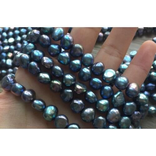 Genuine AAA Natural Pearl 9mm bright black colors baroque freshwater pearl loose beads DIY gift one strands Hole Approx 1mm