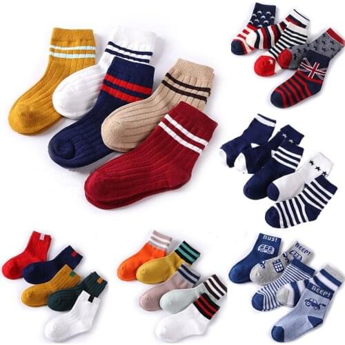 Baby Boy Socks 5 Pairs Children Autumn Winter Cartoon Socks for Girls Kids for Girls To School Sport Baby Girl Clothes Striped