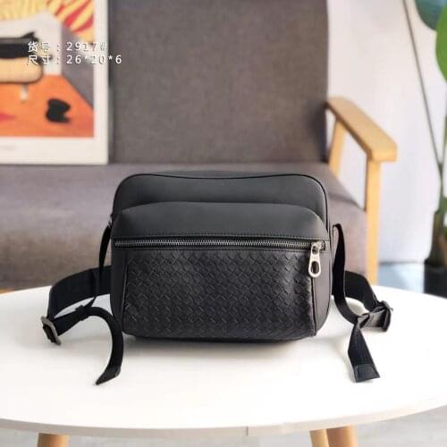 New Leather man bag chest bag large-capacity mens postman bag fashion brand leather hand-woven shoulder bag