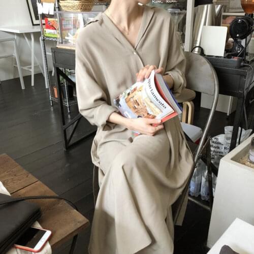 2020 New Shirt Dress Female Spring Design Loose Drape Fashion Chiffon Extra Long Shirt Women Lace Up Split Blusa Tops KN010