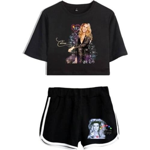 New Popular Celine Dion Summer Girl Sets Sexy Short Tops+shorts Elastic Waist Suit Streetwear Women Two Piece Sets Girl Clothes