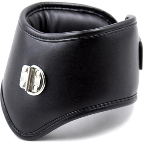 Soft Black PU Leather Sponge Padded Neck Collar Necklace Chastity Choker Bondage Restraint Adult Games Sex Toys For Adults