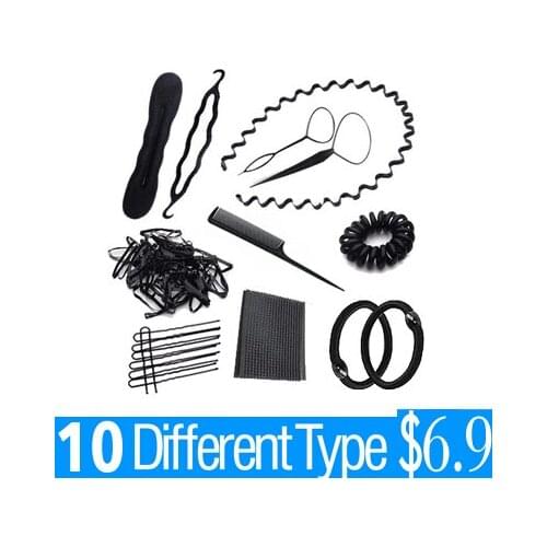 2018 Hair Band hot sale DIY Band Comb Hairpins Rubber Device Hair Styling Accessories for women magic style tools Suit 10 style