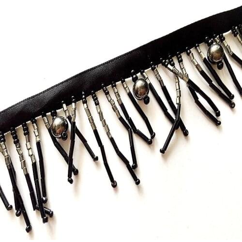 Hand-nail bead fringe lace Trimming Beaded Fringe Lace shoe bag Trims DIY curtains drapery sewing home textile
