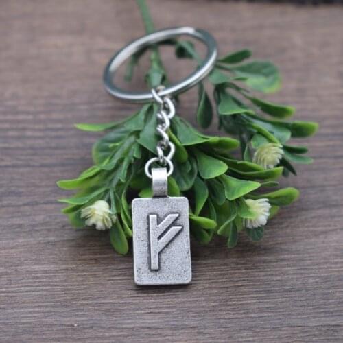 Elder Futhark Rune Yggdrasil keychain Nordic Fehu Runic Amulet Jewlery