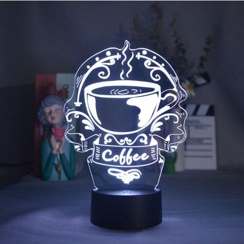 3D Hologram LED Nightlight Boyfriend Girlfriend Birthday Xmas Holiday Gift Bar Drink Coffee Shop Desktop Art Decor Lighting