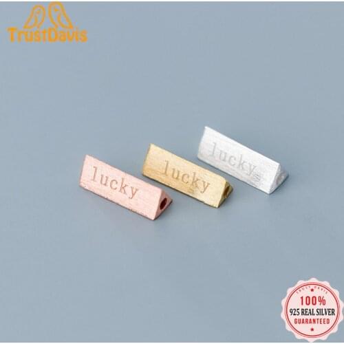 TrustDavis Fashion Real 925 Sterling Silver Sweet Triangle Beads Charms For Bracelet Necklace DIY Accessories Fine Jewelry DZ488